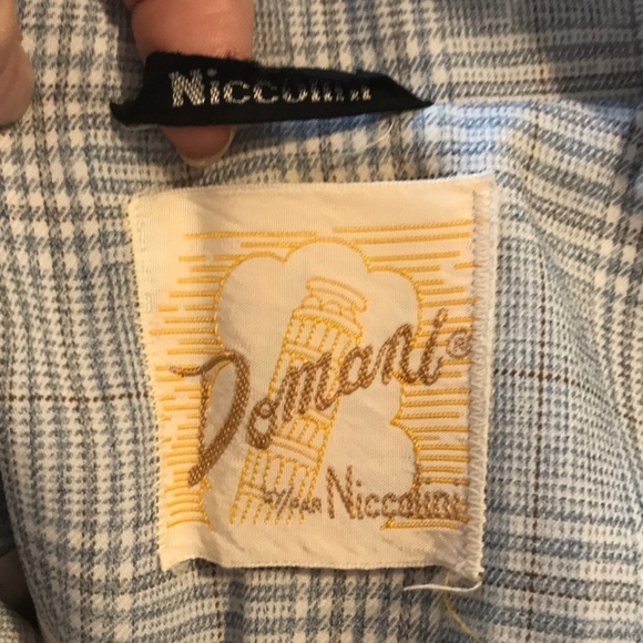 Domani by Niccolini vintage plaid blazer light blue white brown medium - Picture 11 of 11
